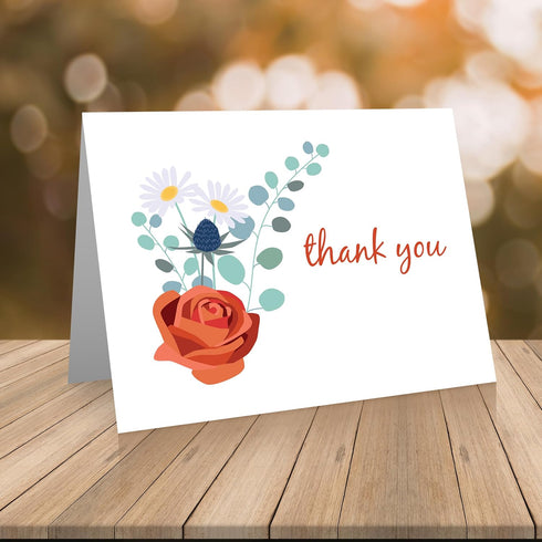Quni Set (24 Brand Floral Thank You Cards - Floral Note Card cards and blank envelopes)