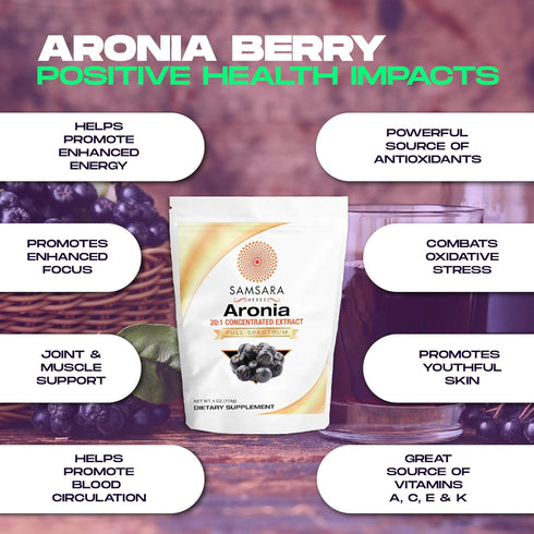 Aronia Berry 20:1 Extract Powder (4oz/114g) - Antioxidant, Flavonoids and Polyphenols Supplement - High ORAC Native