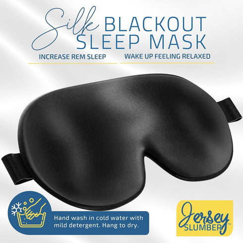 Jersey Slumber 100% Silk Sleep Mask | Super Soft Eye Mask with Adjustable Strap | Best Sleeping Aid, Blocks Light