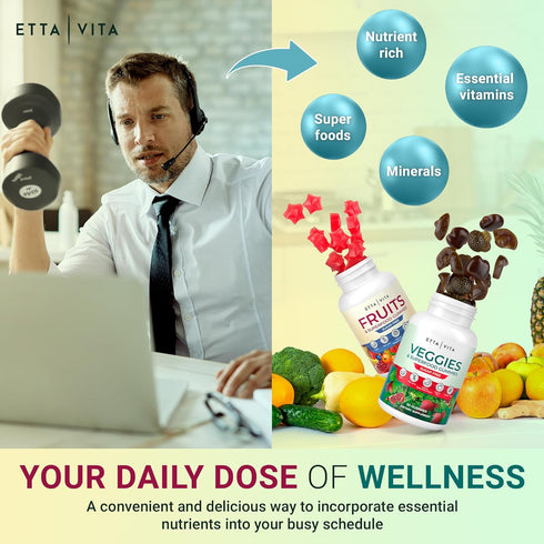 Everyday Debloat & Detox Gummies - Sugar-Free Fruits and Veggies Supplement, 120 Chews, Vegan