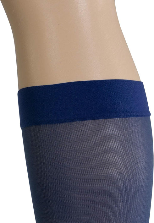 Truform Sheer Compression Stockings, 15-20 mmHg, Women's Knee High Length, Open Toe, 20 Denier, Blue, Small