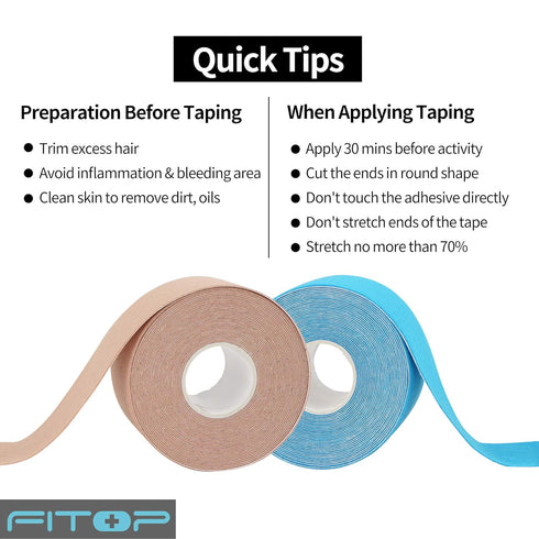 Kinesiology Tape, 4 Rolls K Sports Tape for Knee Support and Muscle Pain Relief, Uncut Physio Tape for Athletes