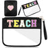 Hillban 2 Pcs Teacher Gifts Chenille Letter Bags, Preppy Patch Makeup Bag Flat Clear Pouch for Women Girl