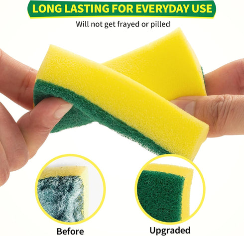 Heavy Duty Scrub Sponges, 24 Pack, Double-side Design, Long-lasting Kitchen Sponges