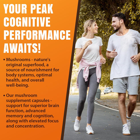 Tioewque 20 1 120 Brain Supplements for Memory and Focus, Mushroom Supplement, in Mushroom Complex with Lions Mane