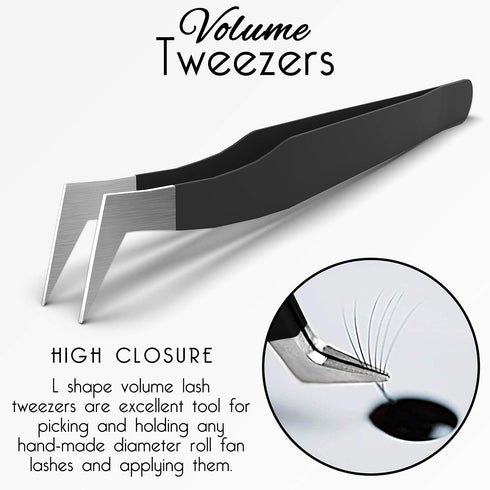 SIVOTE Lash Tweezers for Eyelash Extensions, 3 Pack for Volume, Isolation & Classic Lashes in Black