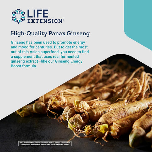 Life Extension Ginseng Energy Boost, Fermented Ginseng Extract, Supports Healthy Stress Response, 30 Capsules