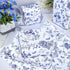 JarThenaAMCS Blue White Floral Wrapping Paper Roll, 17 Inch x 32.8 Ft Chinoiserie Flower Bird Gift Wrap Paper for Party