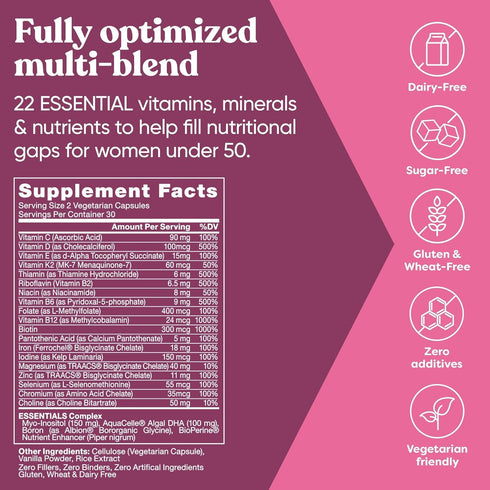 Next Gen Multivitamin for Women - 60 Vegetarian Soft Capsules with 22 Optimized Vitamins for Immunity, Beauty, Energy