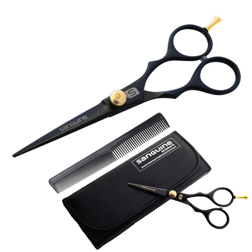 Sanguine Hair Scissors, 5.5 inch, with Presentation Case & Tip Protector for Hairdressers, Barbers, Personal Use