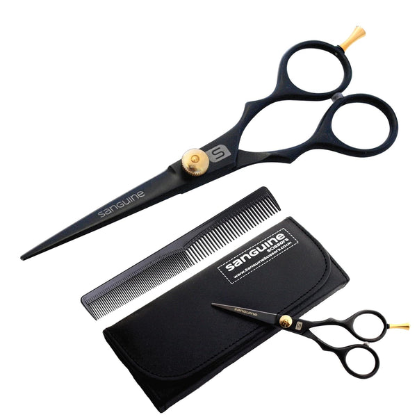 Sanguine Hair Scissors, 5.5 inch, with Presentation Case & Tip Protector for Hairdressers, Barbers, Personal Use