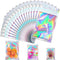 JETMORE 100 Pcs Smell Proof Mylar Bags with Clear Window, Resealable Holographic Bags for Snack, Jewelry, Gift