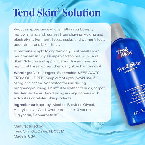 Tend Skin Razor Bump Solution for Ingrown Hair, 8 Oz, Made in USA