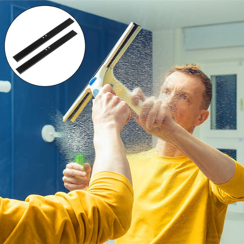 4Pcs Replacement Squeegee Rubber, 10.23'' Window Cleaning Scrubber Wiper for Glass and Shower Doors (Black+White)