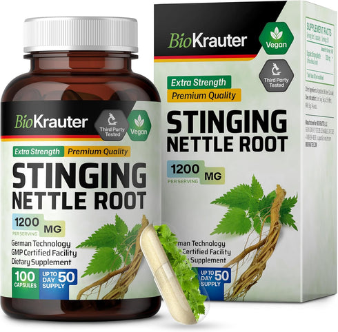 BIO KRAUTER Stinging Nettle Capsules 1200 mg - 100% Natural Urinary Tract Support Caps