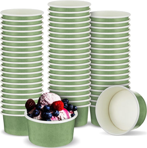 Maxdot 60pcs 5oz Dessert Cups, Disposable Ice Cream Cups, Paper Frozen Yogurt Bowls,