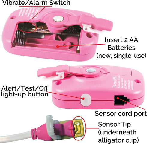 3 Pink Bedwetting Enuresis Alarm with Loud Sound & Strong Vibration for Boys or Girls