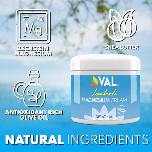 Magnesium Lotion by VAL Lombardi - Nighttime Zechstein Magnesium Chloride Cream, 4 Ounce (Pack of 1)