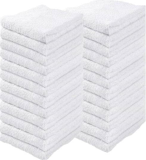 24 Pack 16x19 Bar Mop Towels, White Absorbent Cotton Kitchen Towels for Home, Restaurant, Bar Glass Cleaning - 30 oz