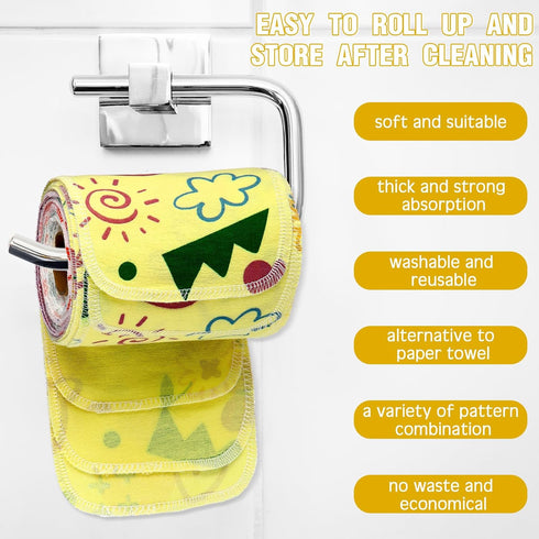 50 Pcs Reusable Toilet Washable Bidet Towels, Rerollable Cloth Wipes, Absorbent Cotton Paperless Towels