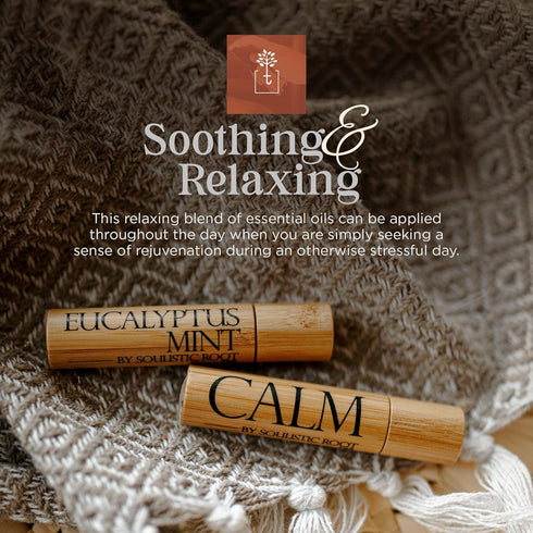 Set 10ml Soulistic Root Calm Essential Oil Chamomile & Clary Sage + Breathe Eucalyptus & Peppermint Roller Aromatherapy