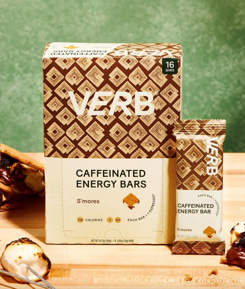 Verb Energy - S'mores Caffeinated Snack Bars, 110-Calorie Low Sugar Vegan Nutrition Bars, Pack of 16