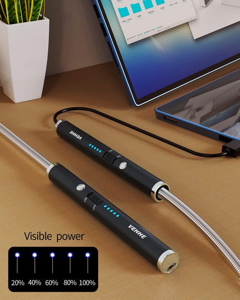 VEHHE USB Lighter, Rechargeable Electric Candle Lighter with Safety Lock, 360° Flexible Long Neck for Cooking