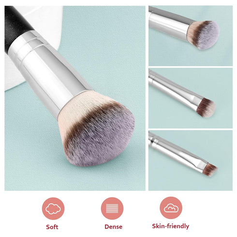 Makeup Brushes Dual-ended Foundation Brush - START MAKERS 2-in-1 Concealer and Eyeshadow Brush for Liquid and Powder