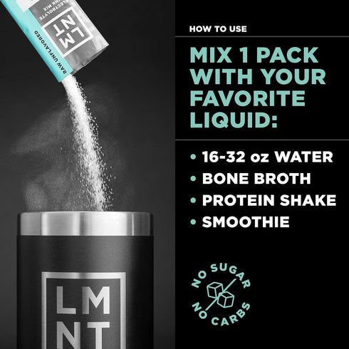 LMNT Zero Sugar Electrolytes - Raw Unflavored Salt Drink Mix, 30-Count