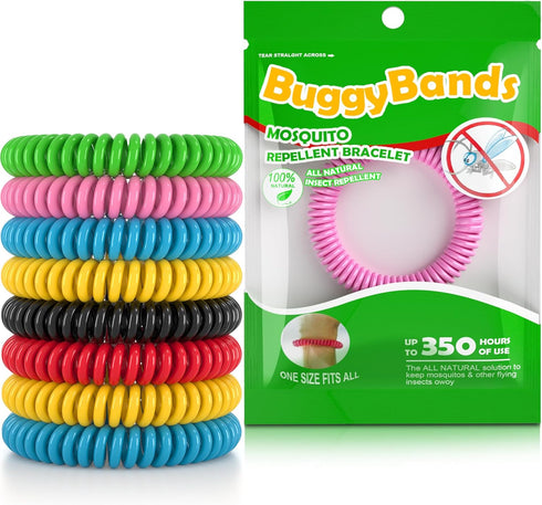 12 Pack Mosquito Repellent Bracelets, Individually Wrapped, DEET Free, Natural and Waterproof Bands