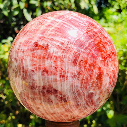 VNPOTTIQ 1pc 300-350g Red Stripe Pork Stone Quartz Crystal Sphere Ball