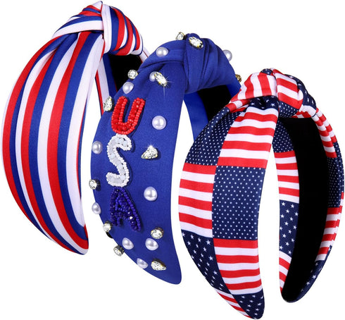 NVENF 3PCS Colorful Pride Headbands, Easter, Mexican, 4th of July, Western Holiday Hair Accessories Outfits