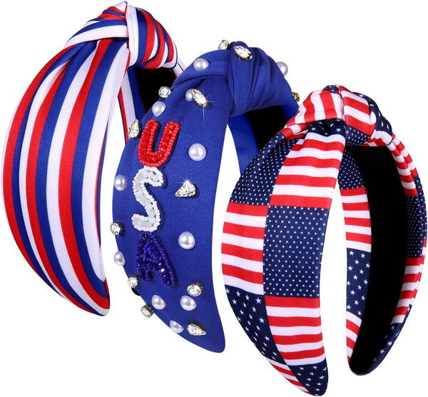 NVENF 3PCS Colorful Pride Headbands, Easter, Mexican, 4th of July, Western Holiday Hair Accessories Outfits