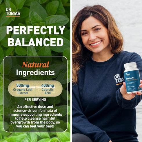 Dr. Tobias Oregano and Caprylic Acid Blend, Gut Flora Balance Complex, Immune Support with Herbs & Probiotics