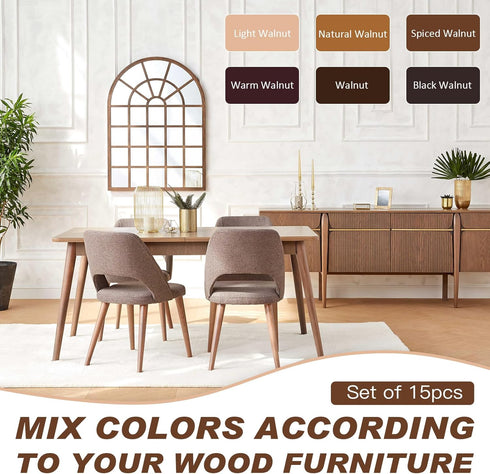 Wood Furniture Repair Kit 15Pcs - 6 Colors Wood Filler for Hardwood, Laminate, Vinyl Floor Repair