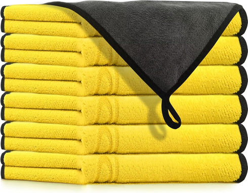Solid 11" 22" (6) Multipurpose Plush Microfiber Cleaning Cloth Towel for Household, Car Washing, Drying & Auto