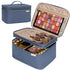 NISHEL Large Double Layer Travel Makeup Bag, Aegean-Blue Cosmetic Case for Travel-Size Accessories, Bottles, Brushes