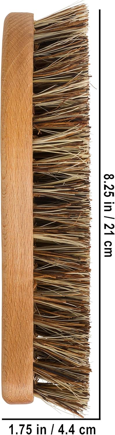 Redecker S-Shaped Scrub Brush with Oiled Beechwood Handle, 8-1/4 inches, Unique Shape for Corners, Made in Germany