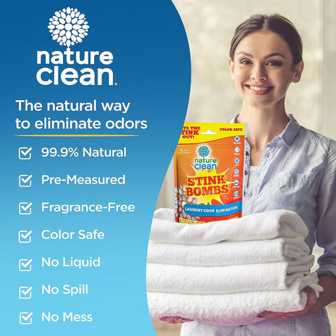Nature Clean Stink Bomb Odor Remover Pacs, 10 Count for Laundry