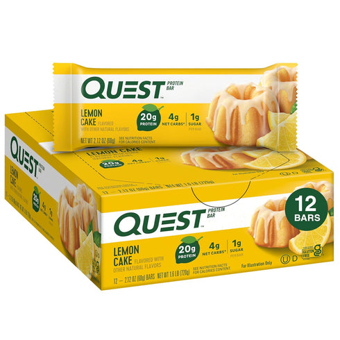 Quest Nutrition Lemon Cake Protein Bars, High Protein, Low Carb, Gluten Free, 12 Count