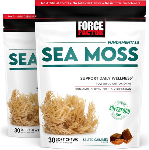 FORCE FACTOR Sea Moss Soft Chews - Support Immunity, Digestion, Heart Health, Irish Sea Moss Superfood, Non-GMO,