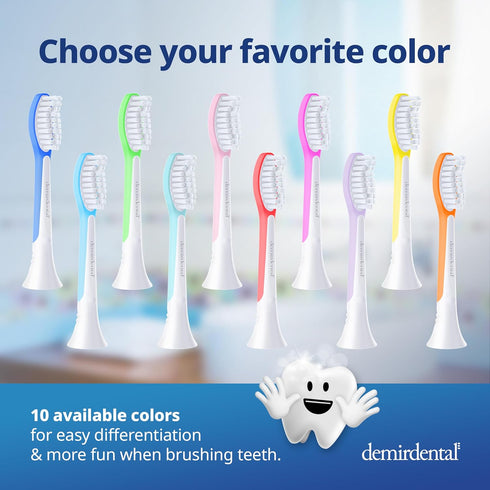 Kids Toothbrush Heads Compatible with Philips Sonicare, Replacement Heads for Ages 7 to 10 - Pink (8 Pack)
