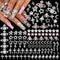 RODAKY 128PCS Silver Nail Charms, Cross Star Charms for Nails, 3D Saturn Planet Nail Jewelry, Pink Nail Rhinestone Gems