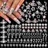 RODAKY 128PCS Silver Nail Charms, Cross Star Charms for Nails, 3D Saturn Planet Nail Jewelry, Pink Nail Rhinestone Gems