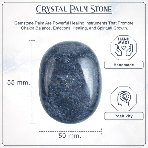 Indigo Gabbro Palm Stone, Worry Stone Large Oval Palm Stone Chakra Healing Hand Carved Pocket Massage Stone Reiki Polished Stone Massage Spa Energy Stone 55-60mm
