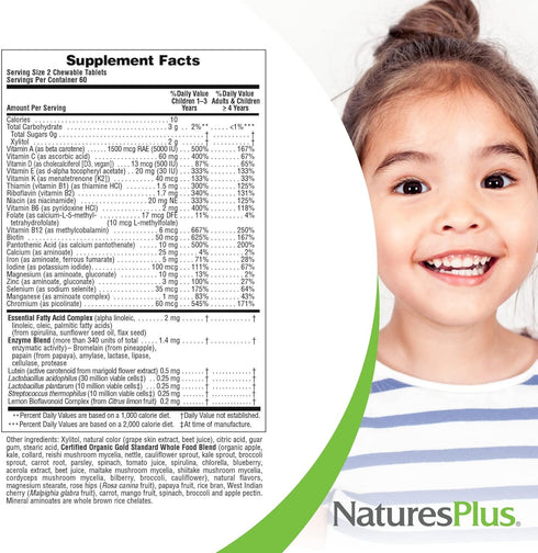 Natures Plus Animal Parade Gold Children's Multivitamin, Grape Flavor, 120 Chewable Tablets, 60 Servings