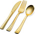 200 Gold Plastic Silverware Set, Heavy Duty Disposable Cutlery - 100 Forks, 50 Spoons, 50 Knives for Party Bulk