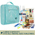 PAVILIA Toiletry Bag - Travel Bag for Women Men, Hanging Cosmetic Organizer, Water Resistant Makeup Bag, Teal Chevron