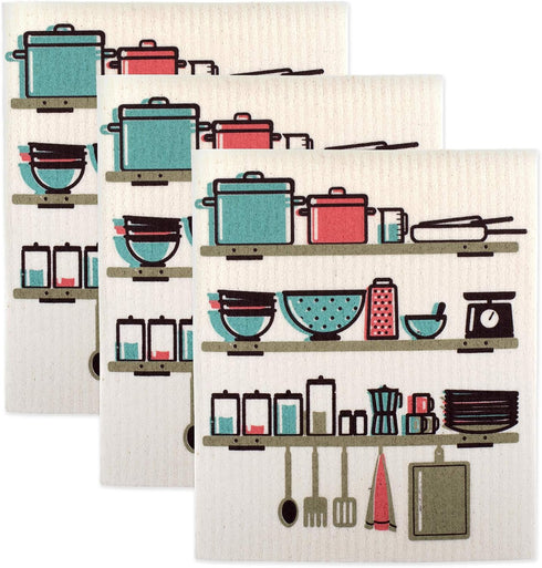 DII Swedish Dishcloths for Kitchen & Cleaning, Reusable, Machine Washable, Biodegradable, 3 Piece Set