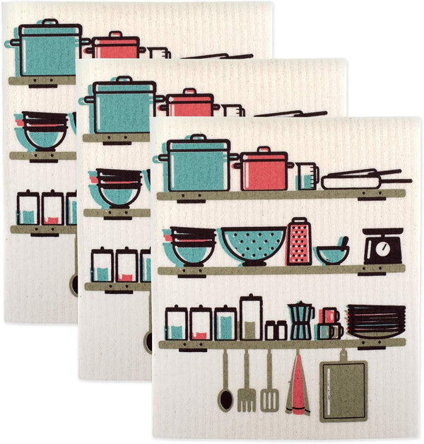DII Swedish Dishcloths for Kitchen & Cleaning, Reusable, Machine Washable, Biodegradable, 3 Piece Set